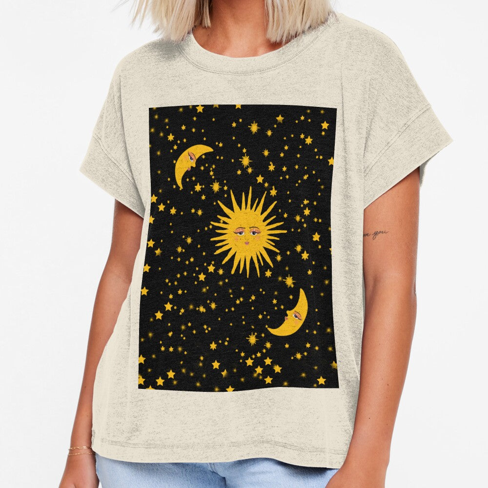 Celestial sun moon and stars black by Mermaidssparkle