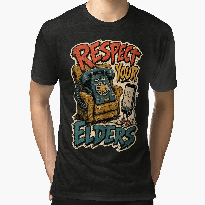 Respect Your Elders Funny Rotary Phone Analog Tech Humor by Print Loft