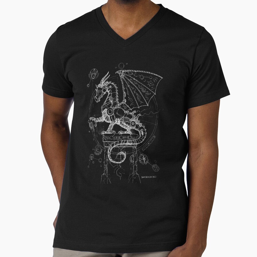 Steampunk Dragon (white) by Sam Deacon Art