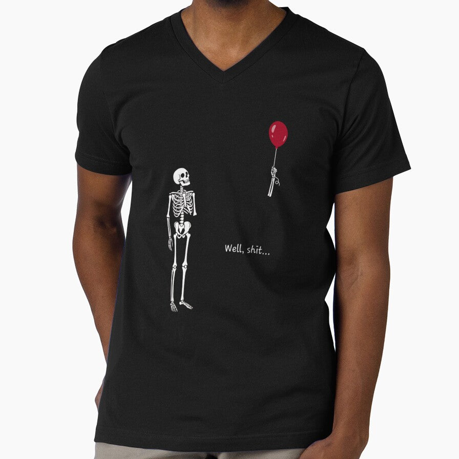 Funny Skeleton Lost Arm Red Balloon Well Shit Dark Humor by haitrieuic96