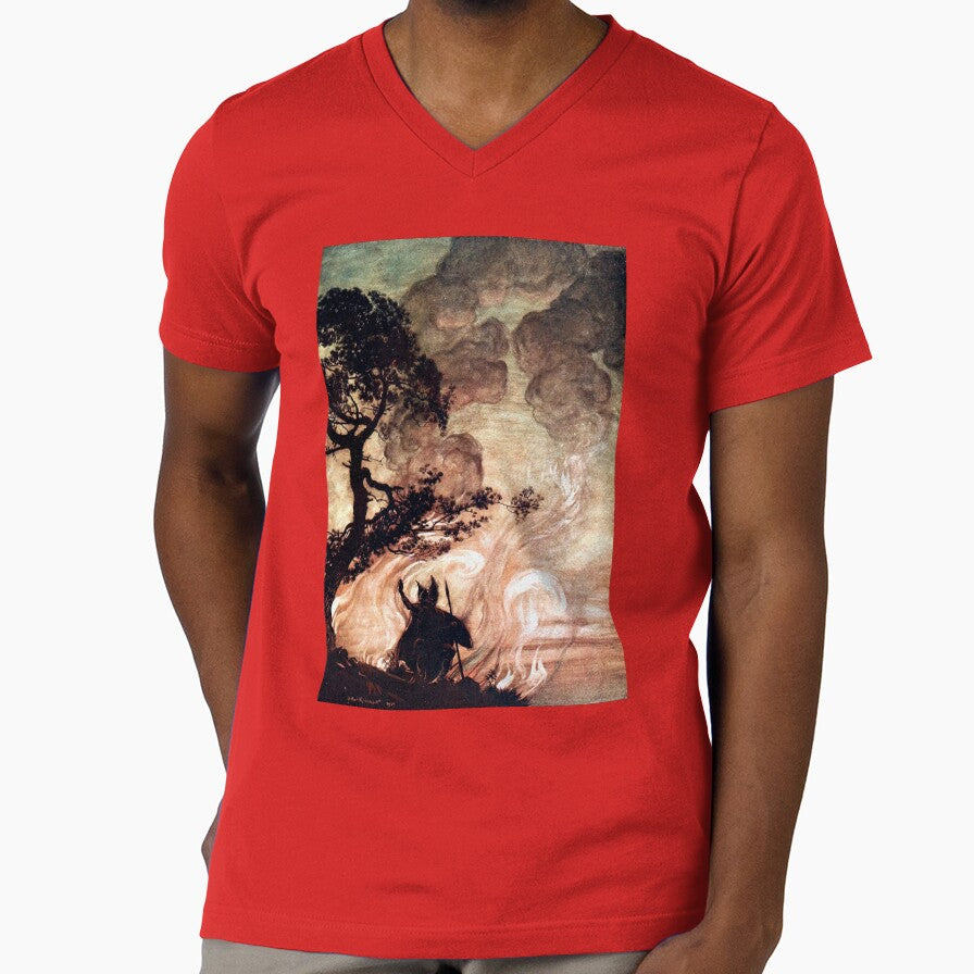 Arthur Rackham - Wotan Looks Back - Rhinegold and the Valkyries by forgottenbeauty